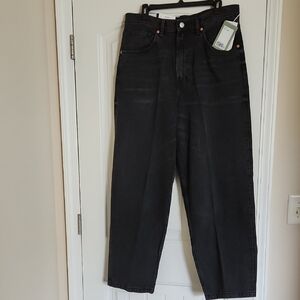 H&M Men's Baggy Fit Washed Black Relaxed Jeans